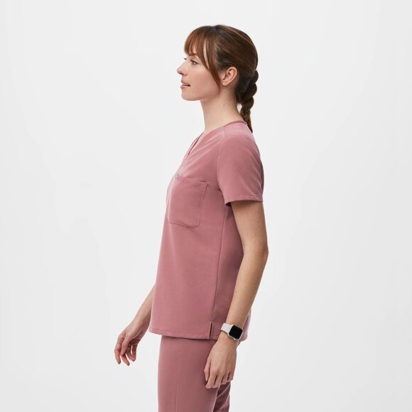Figs Women's Catarina One Pocket Scrub Top in Mauve, Size Large - Picture 2 of 8